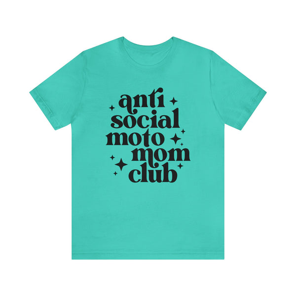 Anti Social Moto Mom Club Adult Unisex Jersey Short Sleeve Tee | Moto Mama Pit Crew Race Day Shirt | Funny Dirt Track MX Racing Moto Mom Tee