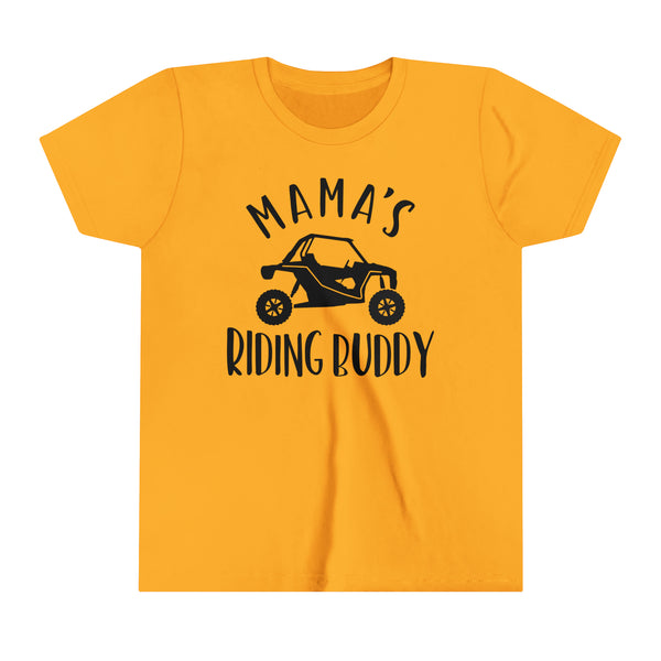 Mama's Riding Buddy Side By Side Youth Short Sleeve Tee | Kids UTV SxS Youth T-Shirt | SxS Offroad Muddin Ride Day Shirt