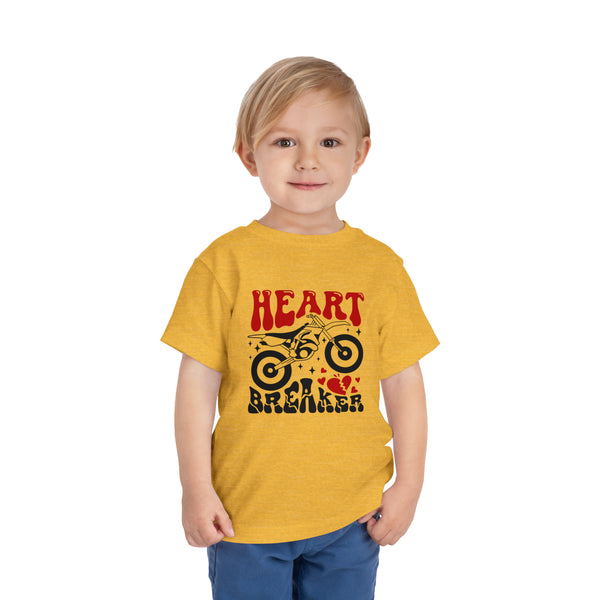 Heart Breaker Dirt Bike Toddler Short Sleeve Tee | Kids Valentine's Day Dirt Bike Toddler T-Shirt | MX Motocross Moto Shirt