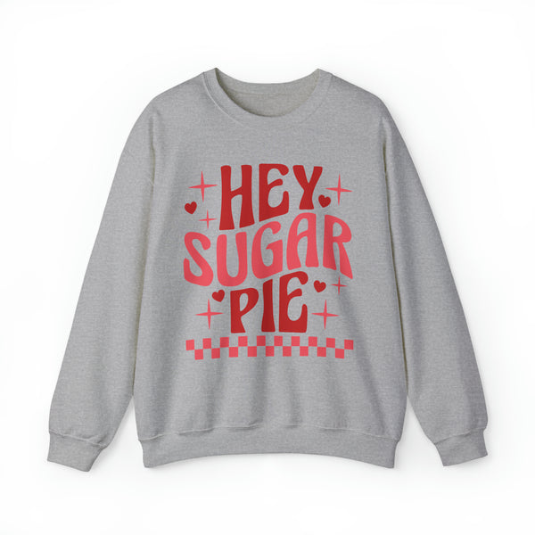 Retro Hey Sugar Pie Adult Unisex Heavy Blend™ Crewneck Sweatshirt | Warm and Cozy Valentine's Day Sweatshirt