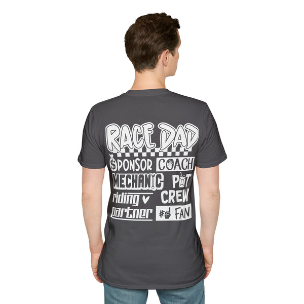 Race Dad Sponsor Coach Mechanic Pit Crew Riding Partner Number One Fan Adult Unisex Softstyle T-Shirt |  Dirt Track Race Dad Tee
