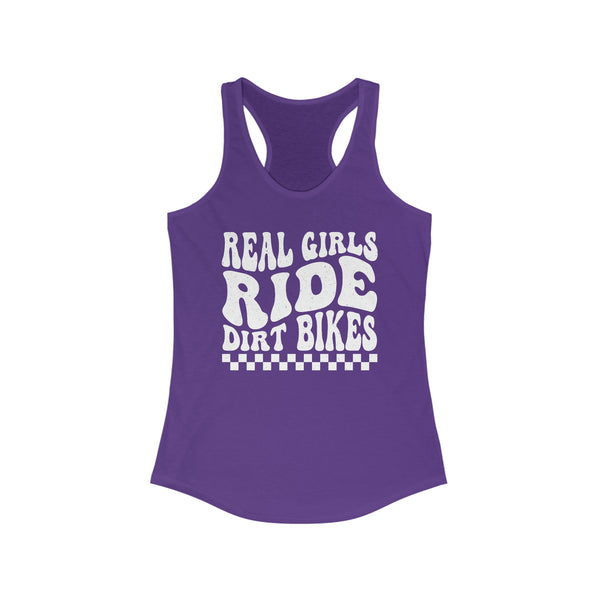Ladies Real Girls Ride Dirt Bikes Ideal Racerback Tank | MX Motocross Moto Girl Race Day Racerback Tank Top