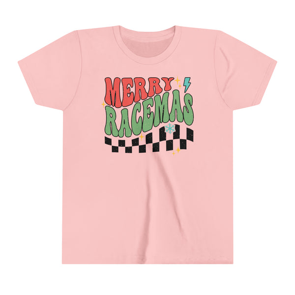 Merry Racemas Youth Short Sleeve Tee | Kids Race Tees | Youth Merry Christmas Race Day Shirt