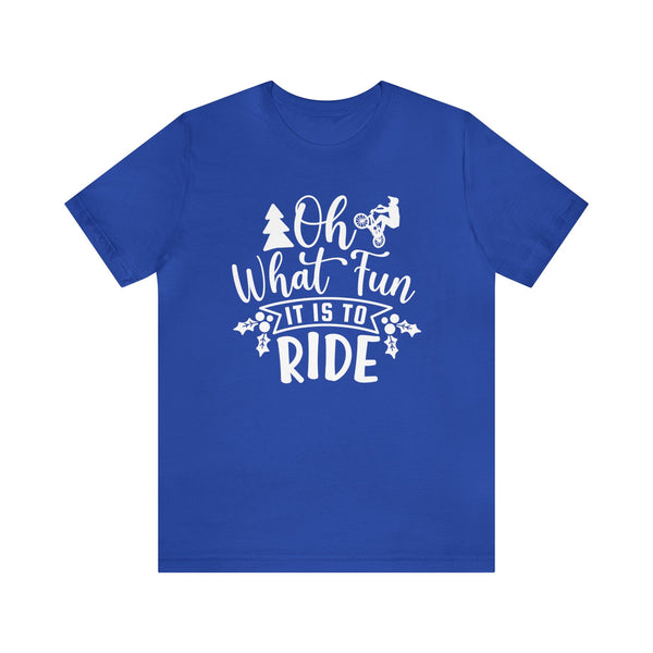 Oh What Fun It Is To Ride BMX Adult Unisex Jersey Short Sleeve Tee | BMX Riding Shirt | Funny BMX Christmas Themed Tee