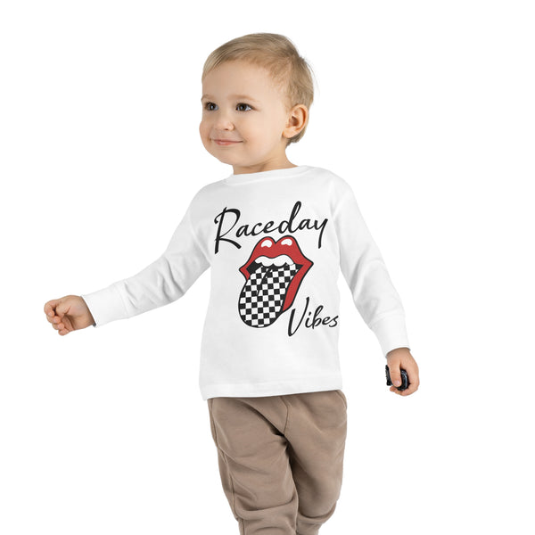 Kids Raceday Vibes Race Toddler Long Sleeve Tee | Race MX Moto BMX Dirt Bike Kid Race Day Long Sleeve Toddler T-Shirt