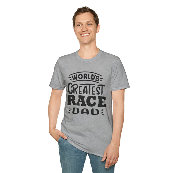 World's Greatest Race Dad Adult Unisex Softstyle T-Shirt | Father's Day Gift | Moto Dirt Track Car Go Kart SxS Track Race Dad