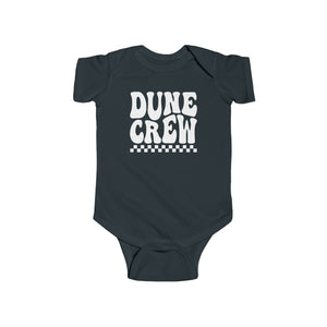 Retro Groovy Dune Crew Infant Fine Jersey Bodysuit | Kids Camping Family or Group Sand Dunes Camping Vacation Trip Baby Bodysuit