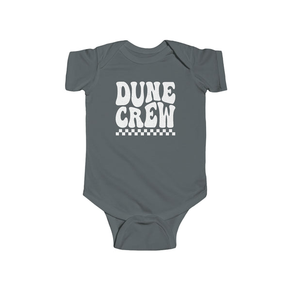 Retro Groovy Dune Crew Infant Fine Jersey Bodysuit | Kids Camping Family or Group Sand Dunes Camping Vacation Trip Baby Bodysuit