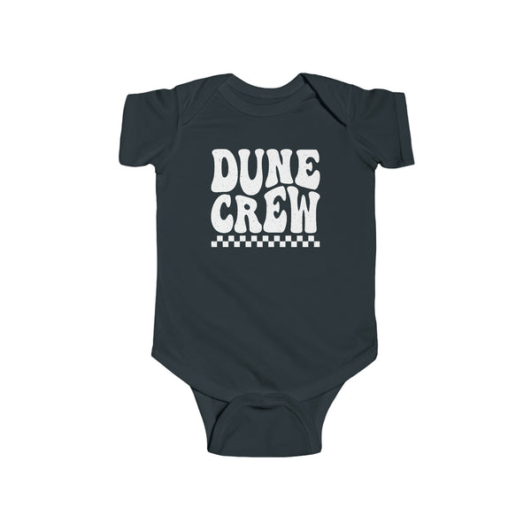 Retro Groovy Dune Crew Infant Fine Jersey Bodysuit | Kids Camping Family or Group Sand Dunes Camping Vacation Trip Baby Bodysuit