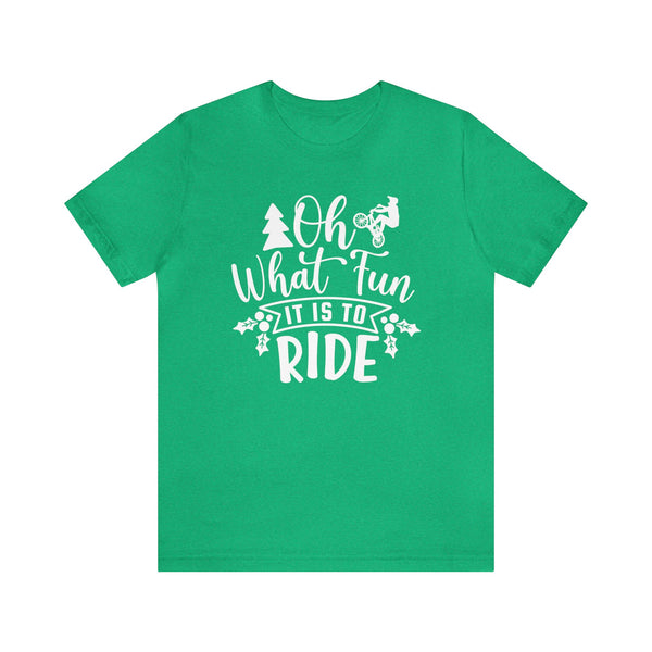 Oh What Fun It Is To Ride BMX Adult Unisex Jersey Short Sleeve Tee | BMX Riding Shirt | Funny BMX Christmas Themed Tee