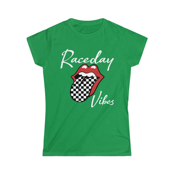 Ladies Raceday Vibes with Checkered Tongue Softstyle Tee | Rad Ladies Fit Raceday Vibes Tee