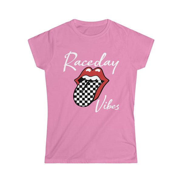 Ladies Raceday Vibes with Checkered Tongue Softstyle Tee | Rad Ladies Fit Raceday Vibes Tee