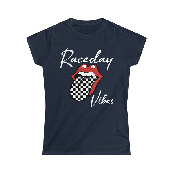 Ladies Raceday Vibes with Checkered Tongue Softstyle Tee | Rad Ladies Fit Raceday Vibes Tee