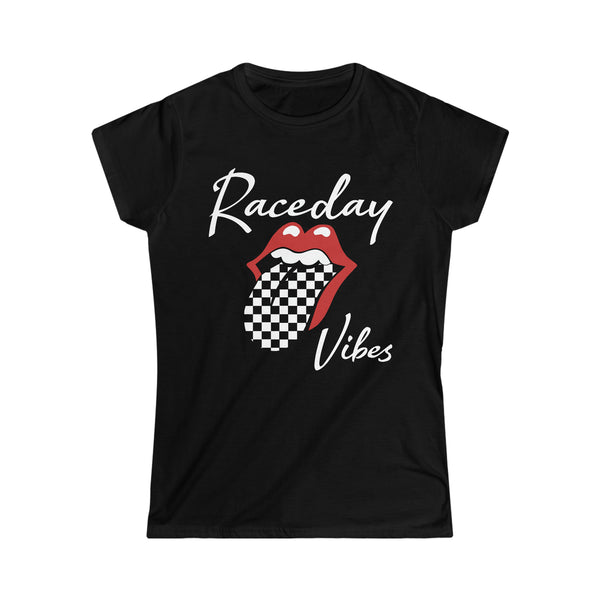 Ladies Raceday Vibes with Checkered Tongue Softstyle Tee | Rad Ladies Fit Raceday Vibes Tee