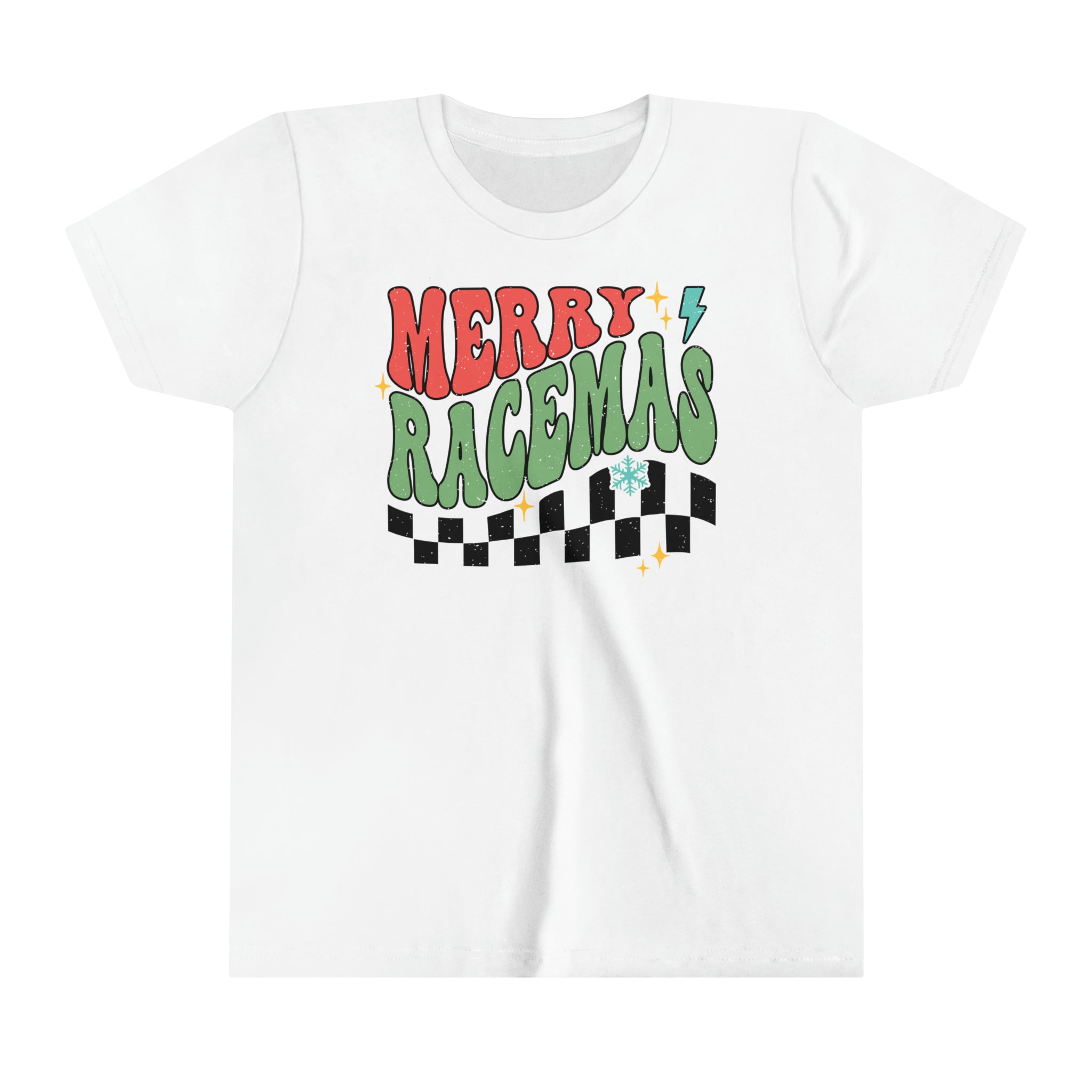 Merry Racemas Youth Short Sleeve Tee | Kids Race Tees | Youth Merry Christmas Race Day Shirt