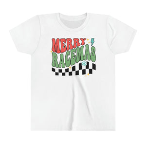 Merry Racemas Youth Short Sleeve Tee | Kids Race Tees | Youth Merry Christmas Race Day Shirt