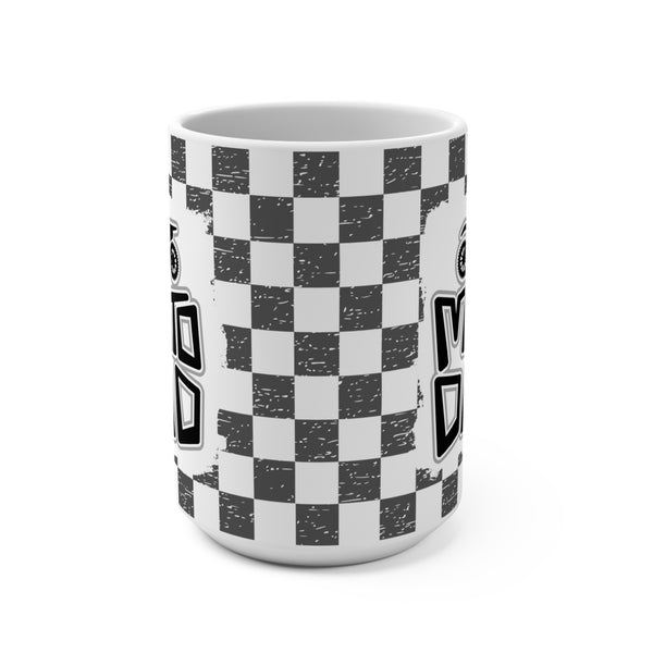 Rad Moto Dad with Checkered Flag Background Ceramic Coffee Mug 15oz | MX Motocross Moto Mama Coffee Mug