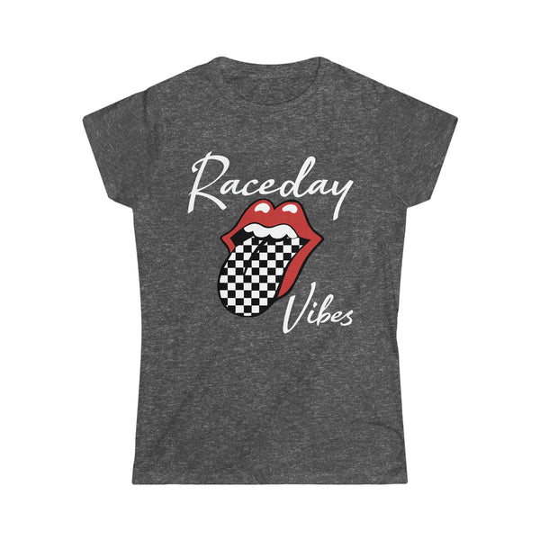 Ladies Raceday Vibes with Checkered Tongue Softstyle Tee | Rad Ladies Fit Raceday Vibes Tee