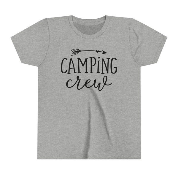 Camping Crew with Arrow Youth Short Sleeve Tee | Kids Camping Family or Group Camping Vacation Youth T-Shirt