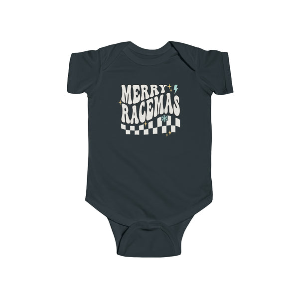 Merry Racemas Infant Fine Jersey Bodysuit | Kids Race Shirt | Race Baby Merry Christmas Bodysuit