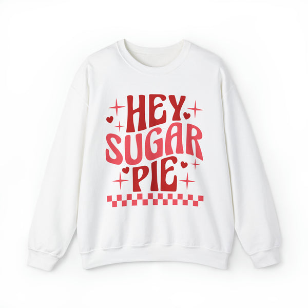 Retro Hey Sugar Pie Adult Unisex Heavy Blend™ Crewneck Sweatshirt | Warm and Cozy Valentine's Day Sweatshirt