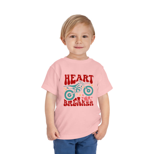 Heart Breaker Dirt Bike Toddler Short Sleeve Tee | Kids Valentine's Day Dirt Bike Toddler T-Shirt | MX Motocross Moto Shirt