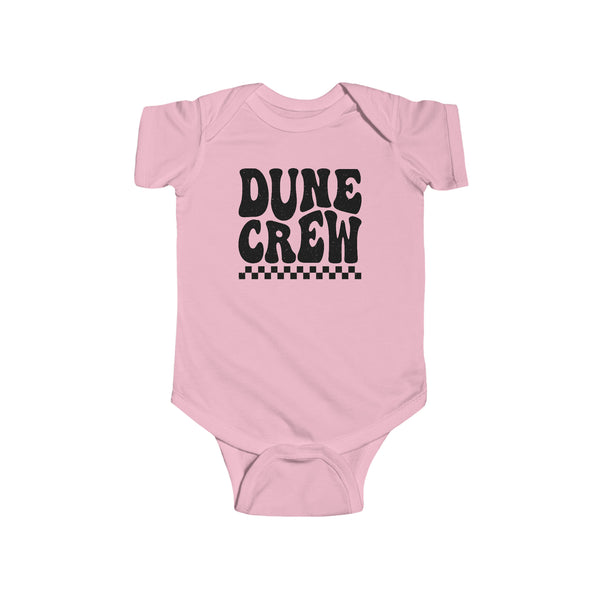 Retro Groovy Dune Crew Infant Fine Jersey Bodysuit | Kids Camping Family or Group Sand Dunes Camping Vacation Trip Baby Bodysuit