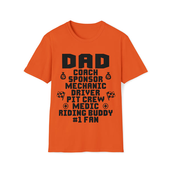 Dad Coach Sponsor Mechanic Driver Pit Crew Medic Riding Buddy #1 Fan Adult Unisex Softstyle T-Shirt | MX Moto Race Dad