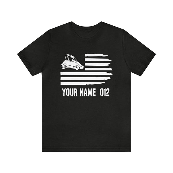 Quarter Midget American Flag Personalized with Your name and Number Adult Unisex Jersey Short Sleeve Tee | Sprint Car Race Day T-Shirt