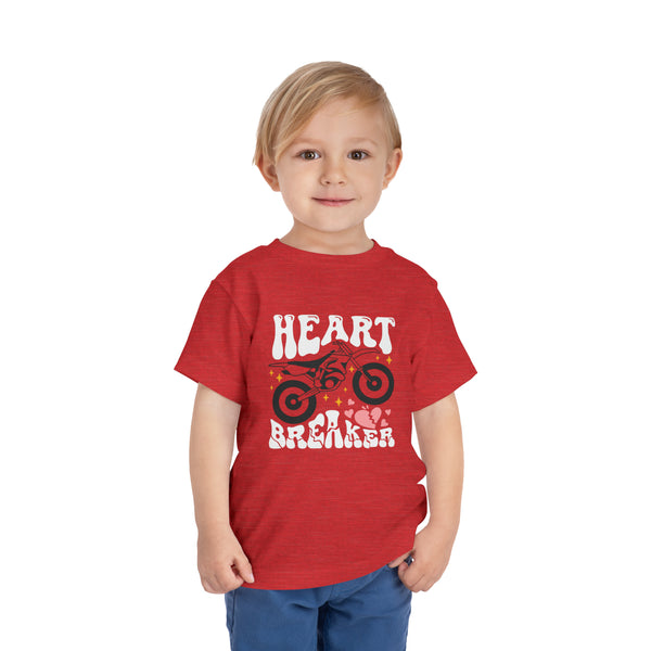 Heart Breaker Dirt Bike Toddler Short Sleeve Tee | Kids Valentine's Day Dirt Bike Toddler T-Shirt | MX Motocross Moto Shirt