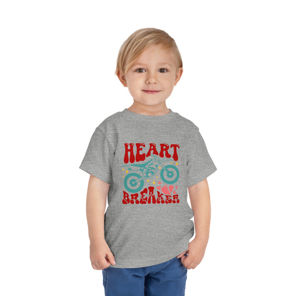 Heart Breaker Dirt Bike Toddler Short Sleeve Tee | Kids Valentine's Day Dirt Bike Toddler T-Shirt | MX Motocross Moto Shirt