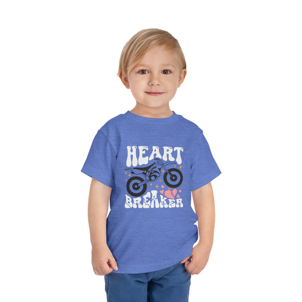 Heart Breaker Dirt Bike Toddler Short Sleeve Tee | Kids Valentine's Day Dirt Bike Toddler T-Shirt | MX Motocross Moto Shirt