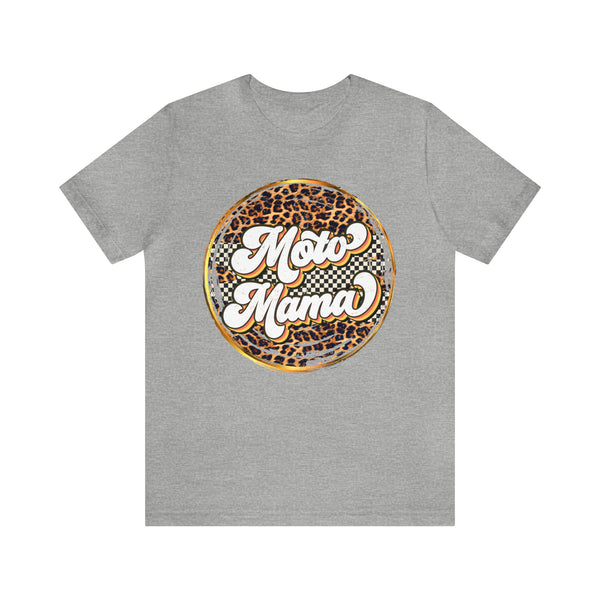 Moto Mama with Leopard and Checkered Pattern Unisex Jersey Short Sleeve Tee | Moto Mom Shirt