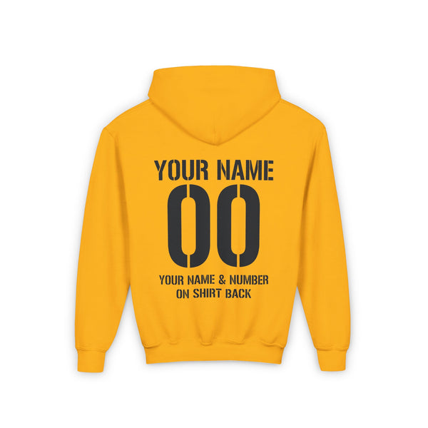 Number Plate Front Name and Number Back Youth Heavy Blend Hooded Sweatshirt | Kids Moto Hoodie | Name and Number Plate MX Moto Motocross Dirt Bike