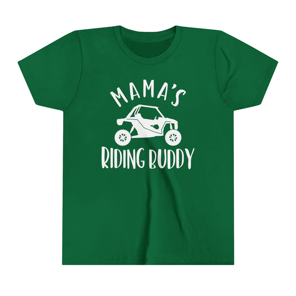 Mama's Riding Buddy Side By Side Youth Short Sleeve Tee | Kids UTV SxS Youth T-Shirt | SxS Offroad Muddin Ride Day Shirt