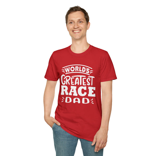 World's Greatest Race Dad Adult Unisex Softstyle T-Shirt | Father's Day Gift | Moto Dirt Track Car Go Kart SxS Track Race Dad