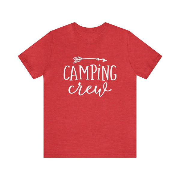 Camping Crew with Arrow Adult Unisex Jersey Short Sleeve Tee | Camping Family or Group Shirts | Camping Vacation Shirts