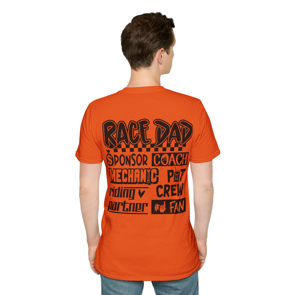 Race Dad Sponsor Coach Mechanic Pit Crew Riding Partner Number One Fan Adult Unisex Softstyle T-Shirt |  Dirt Track Race Dad Tee