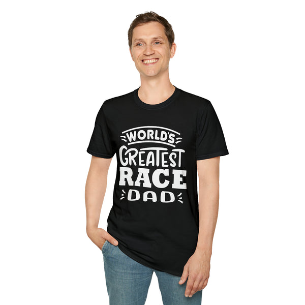 World's Greatest Race Dad Adult Unisex Softstyle T-Shirt | Father's Day Gift | Moto Dirt Track Car Go Kart SxS Track Race Dad