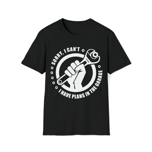 Sorry I Can't I Have Plans in the Garage Adult Unisex Softstyle T-Shirt | Rad Mechanic Dad Tee | Moto Dad Race Day Shirt