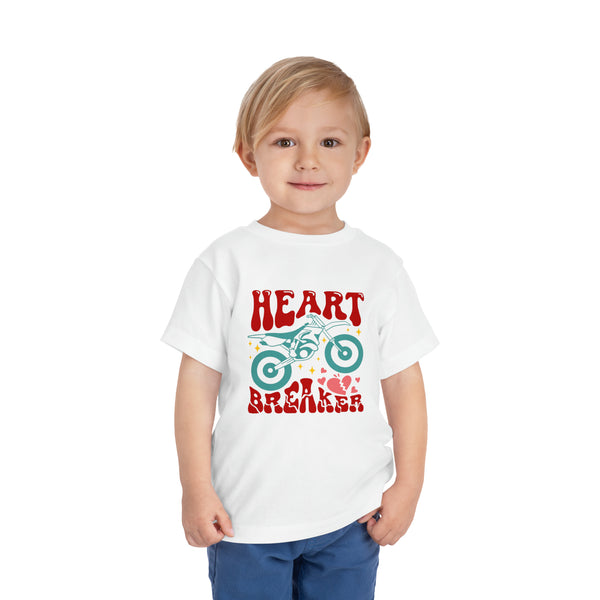 Heart Breaker Dirt Bike Toddler Short Sleeve Tee | Kids Valentine's Day Dirt Bike Toddler T-Shirt | MX Motocross Moto Shirt