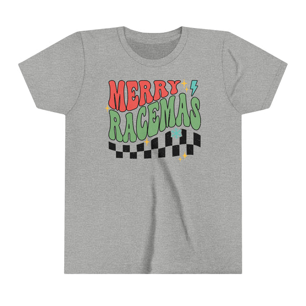 Merry Racemas Youth Short Sleeve Tee | Kids Race Tees | Youth Merry Christmas Race Day Shirt