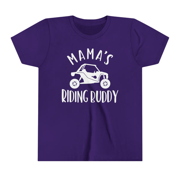 Mama's Riding Buddy Side By Side Youth Short Sleeve Tee | Kids UTV SxS Youth T-Shirt | SxS Offroad Muddin Ride Day Shirt