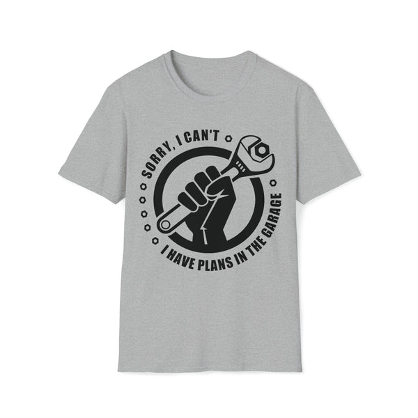 Sorry I Can't I Have Plans in the Garage Adult Unisex Softstyle T-Shirt | Rad Mechanic Dad Tee | Moto Dad Race Day Shirt