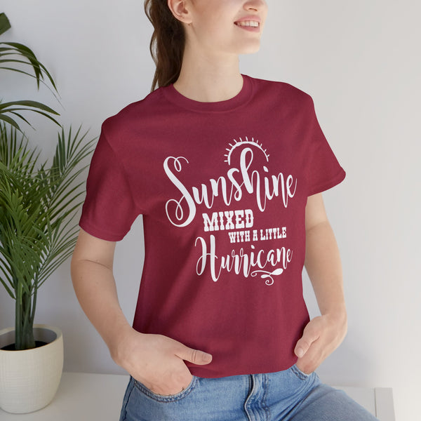 Sunshine Mixed With A Little Hurricane Adult Unisex Jersey Short Sleeve Tee | Country Music Shirt | Sassy Southern Girl Country Concert T-Shirt