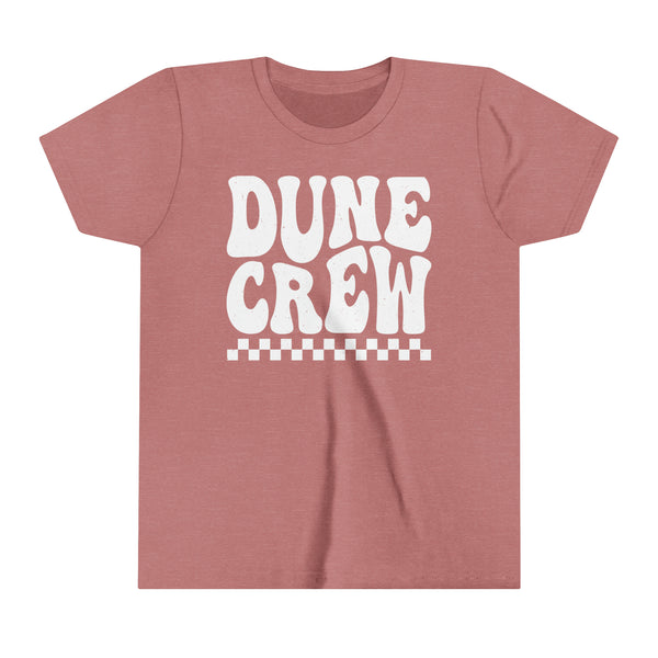 Retro Groovy Dune Crew Youth Short Sleeve Tee | Kids Camping Family or Group Sand Dunes Vacation Youth T-Shirt | SxS ATV UTV Moto Riding