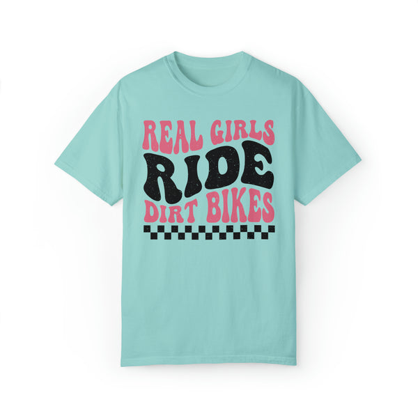 Real Girls Ride Dirt Bikes Adult Unisex Garment-Dyed T-shirt | Cute Oversized Girl Dirt Bike Rider Tee