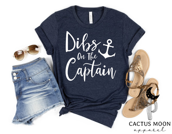 Dibs on the Captain Adult Unisex Jersey Short Sleeve Tee | Boating Lake Days Captain's Wife Girlfriend Daughter T-Shirt