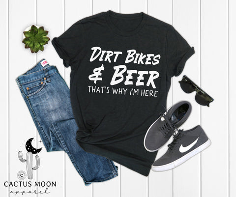 Dirt Bikes and Beer That's Why I'm Here Adult Unisex Softstyle T-Shirt | Rad Moto Dad Tee | MX SX Moto Dad Race Day Shirt