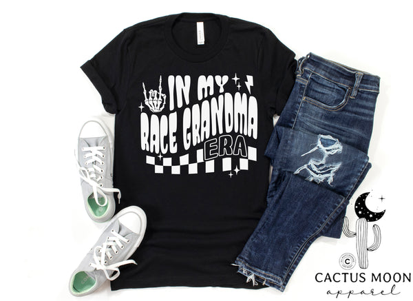 In My Race Grandma Era Adult Unisex Jersey Short Sleeve Tee | Race Grandma Pit Crew Race Day Shirt | Funny Dirt Track MX Racing Grandma Tee